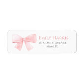 Elegant Blush Roze Pastel Bow Meisje Baby shower Etiket (Voorkant)