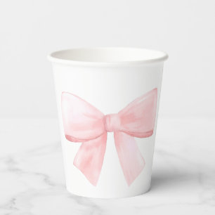Elegant Blush Roze Pastel Bow Meisje Baby shower Papieren Bekers