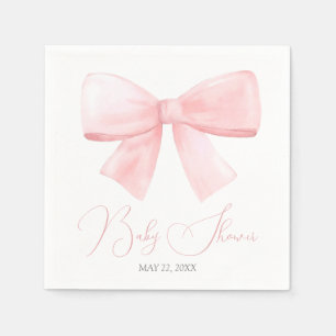 Elegant Blush Roze Pastel Bow Meisje Baby shower Servet
