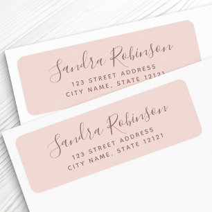 Elegant blush roze return address labels