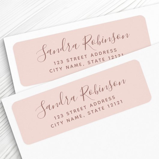 Elegant blush roze return address labels