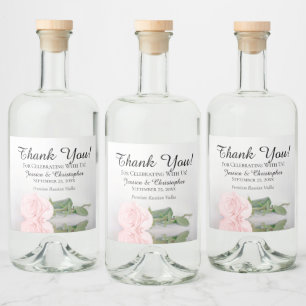 Elegant Blush Roze Roche Weddenschap Bedankt Likeurfles Etiket