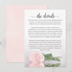 Elegant Blush roze Romantic Roos Weddenschap Detai Informatiekaartje