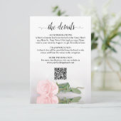 Elegant Blush Roze Rose Bruiloft Details QR Code Informatiekaartje (Staand voorkant)