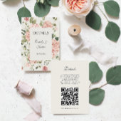 Elegant Blush Roze Rose Bruiloft QR-code Details Informatiekaartje