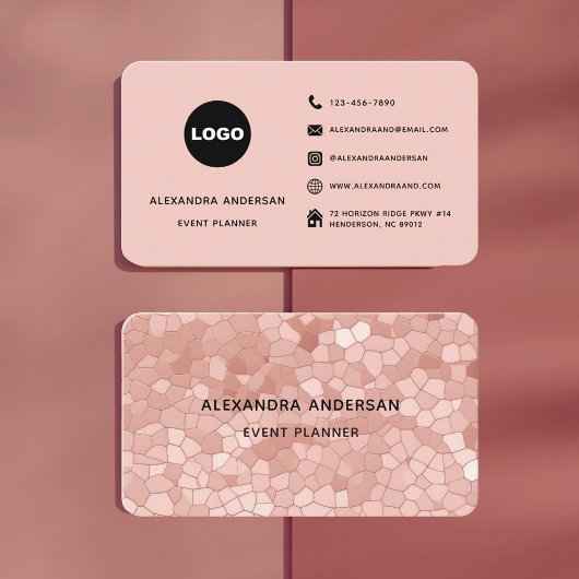 Elegant Blush Roze Rose Gold Abstract Pattern Visitekaartje