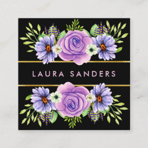 Elegant Blush Roze Roze Lila Bloedhaar & Makeup Vierkante Visitekaartje