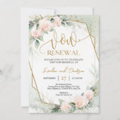 Elegant blush roze rozen en greenery vow vernieuwi kaart (Voorkant)