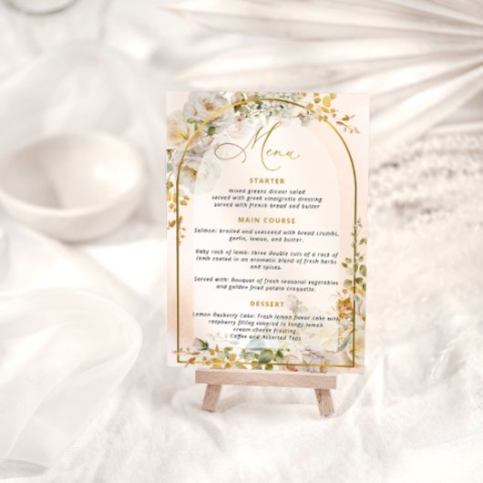 Elegant Blush Roze Rozen Vrijgezellenfeest Menu