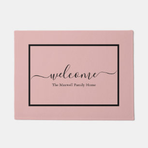 Elegant blush roze script naam welkome naam deurmat