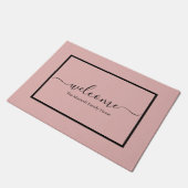 Elegant blush roze script naam welkome naam deurmat (Schuin)