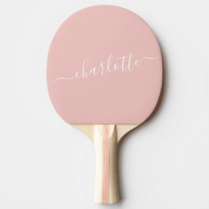 Elegant Blush Roze Script Name Personated Tafeltennisbatje
