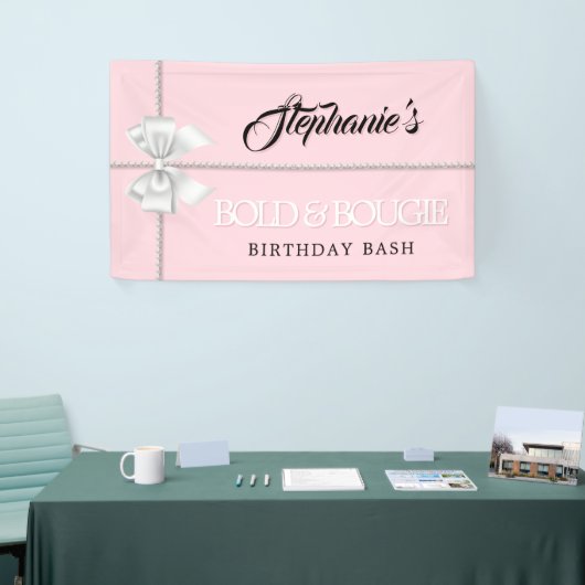 Elegant Blush Roze Tiffany Thema Verjaardagsfeest Spandoek (Beurs)