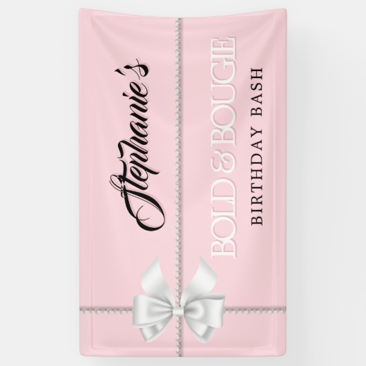 Elegant Blush Roze Tiffany Thema Verjaardagsfeest Spandoek (Verticaal)