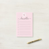 Elegant Blush Roze & Vrouwen Gezicht Lijn Kunst Mo Post-it® Notes (Op bureau)