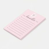 Elegant Blush Roze & Vrouwen Gezicht Lijn Kunst Mo Post-it® Notes (Schuin)