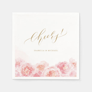 Elegant blush roze waterverf florale bruiloft servet