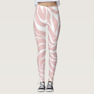 Elegant blush roze Zebra White Animal Print Leggings