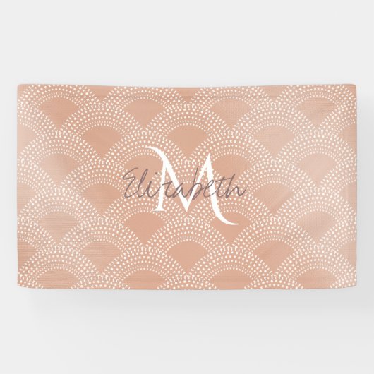 Elegant blush roze zeemvis schaalpatroon spandoek (Horizontaal)