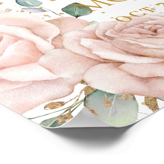 Elegant Blush Rozen Afbeelding Uitvaartmonument Poster (Hoek)