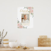 Elegant Blush Rozen Afbeelding Uitvaartmonument Poster (Keuken)