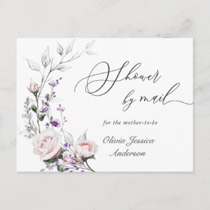Elegant Blush Rozen Baby shower per post Briefkaart