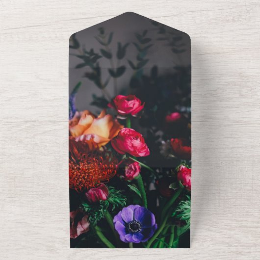 Elegant blush rozen bloesbloesem roodbloedige brui all in one uitnodiging (Buitenkant)