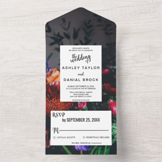 Elegant blush rozen bloesbloesem roodbloedige brui all in one uitnodiging (Binnen)