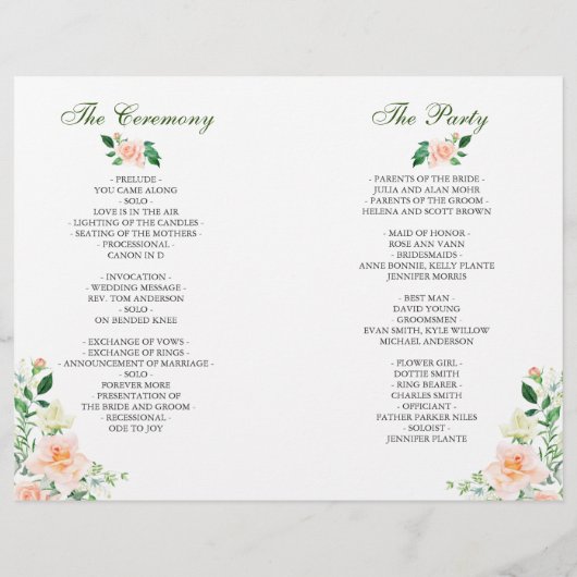 Elegant Blush Rozen Greenery Chic Folded Wedding (Achterkant)