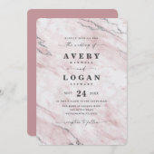 Elegant Blush & Silver Metallic Marble Wedding Kaart (Voorkant / Achterkant)