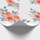 Elegant Blush Sinaasappel Bloemen Waterverf Cadeaupapier (Hoek)