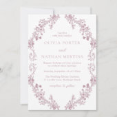 Elegant Blush Stoffig Roos krans bruiloft Kaart (Voorkant)