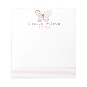 Elegant Blush Stripes & Butterfly - Speciaal Notitieblok