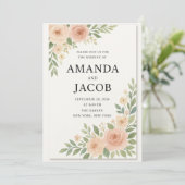 Elegant Blush Watercolor Floral Wedding Invitation (Debout devant)