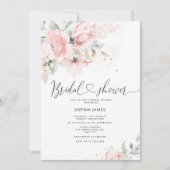 Elegant blush waterverf bridal doucheuitnodiging kaart (Voorkant)