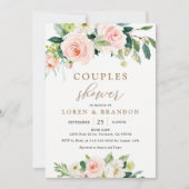 Elegant Blush Waterverf Couples Shower Invitation Kaart (Voorkant)