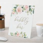 Elegant Blush Waterverf Floral Bubble Bar Sign Reclamebord Met Voetstuk (Insitu)