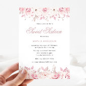 Elegant Blush Waterverf Floral Rozen Sweet 16 Kaart