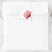 Elegant Blush Waterverf Poppy Monogram Vierkante Sticker (Tas)