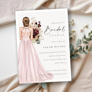 Elegant Blush Wedding Gown Vrijgezellenfeest Invit Bedankkaart