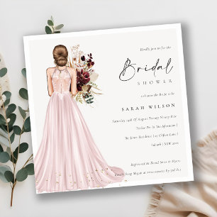 Elegant Blush Wedding Gown Vrijgezellenfeest Invit Bedankkaart