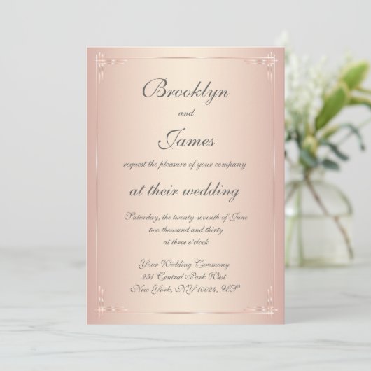 Elégant Blush Wedding Invitations (Debout devant)