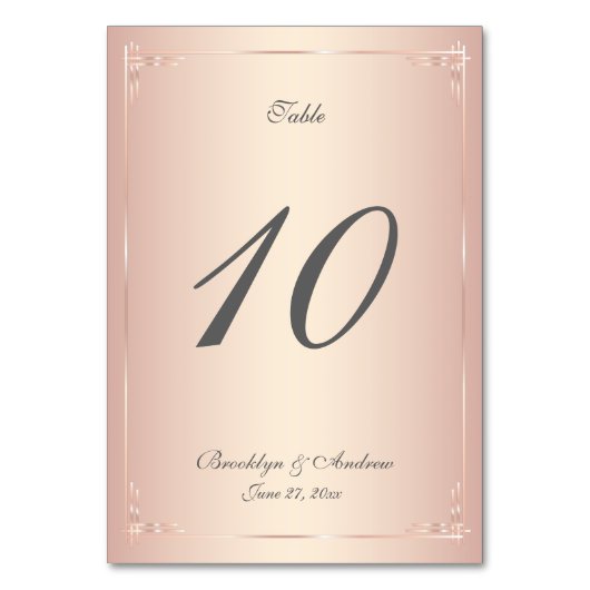 Elegant Blush Wedding Table Numbers Kaart (Voorkant)