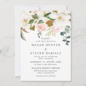 Elegant Blush & White Florals Modern Wedding Kaart (Voorkant)