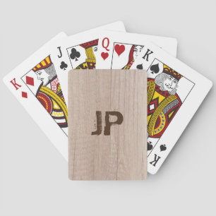 Elegant Board Wood Plank Kijk Monogram Pokerkaarten