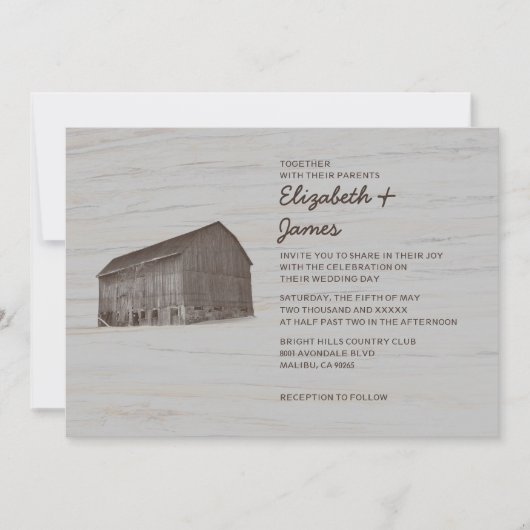Elegant Boerderij Wedding Invitations Kaart (Voorkant)