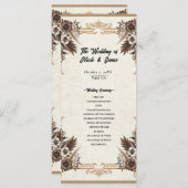 Elegant  Boheems Bloemen Bruiloft Programma (Voorkant / Achterkant)