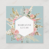 Elegant Boheems bloemmonogram Vierkante Visitekaartje (Voorkant)