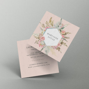 Elegant Boheems bloemmonogram Vierkante Visitekaartje