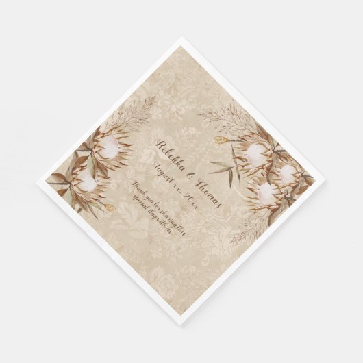 Elegant Boheemse Bloemenkoning Protea Grassen Servet (Hoek)